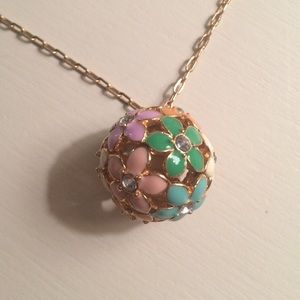 J Crew Gold Enamel Flower Necklace